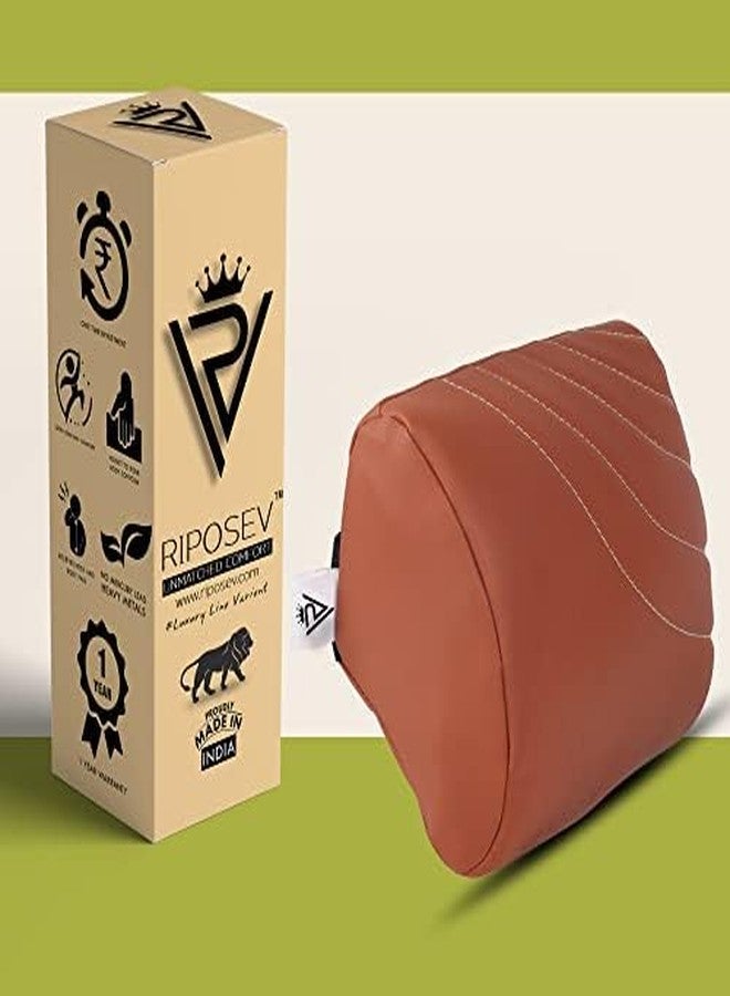 RIPOSEV GMV Memory Foam Headrest Neck Rest Cushion - Ergonomic Car Neck Pillow Cervical Support for Neck Pain Relief in Office, Driving Pack of 2, Majestic Tan - Image 5